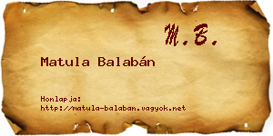 Matula Balabán névjegykártya